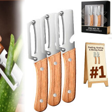 (3pcs, -) 3 Pack Zero Flex Peeler – Wooden Handle & Bottle Opener, Ultra-Sharp