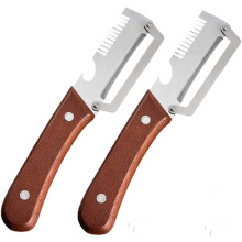 (2 PCS, -) Stainless Steel Peeler – Wooden Handle & Bottle Opener, Scallion Shredder