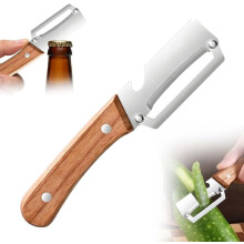 (1PCS, -) 2 Pack Sharp Stainless Steel Peeler – Wooden Handle & Bottle Opener for Cucumber & Potato