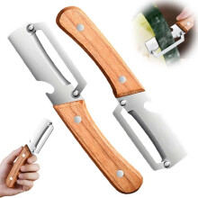 (2PCS, -) Strumento cucina 2 in 1 – Manico legno e apribottiglie, pelapatate acciaio inox