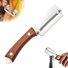 (Brown, 1PCS) Pelapatate 2 in 1 – Manico legno e apribottiglie, affettatrice mela patata