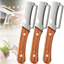 (3 pcs, -) 2-in-1 Ultra-Sharp Peeler – Wooden Handle & Bottle Opener for Veg & Fruits