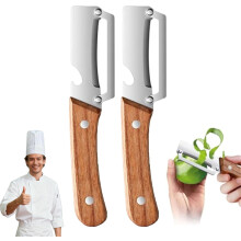 (2Pcs, -) Pelapatate legno zero strappi – Lama acciaio inox, con apribottiglie