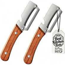 (2PCS, -) Unealtă lemn zero agățare bucătărie – curățător 2-în-1 deschizător sticle fructe legume