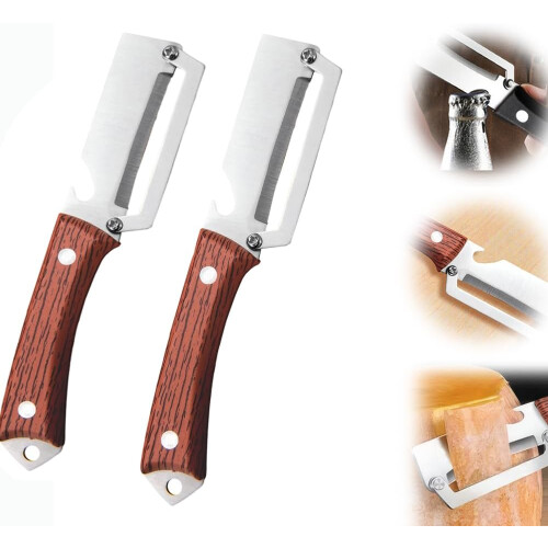 (2PCS Wood, -) Premium ξύλινος αποφλοιωτής – ανοξείδωτος για φρούτα μήλο πατάτα κολοκύθα