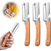 (3 Pcs, -) 2 pachet curățător inox – mâner lemn deschizător sticle cartof măr