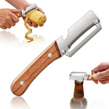 (1PC, -) 2 pachet curățător multifuncțional – mâner lemn deschizător sticle fructe legume