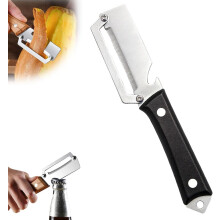 (Black, 1PCS) Pelapatate 2 in 1 – Manico legno e apribottiglie, affettatrice mela patata