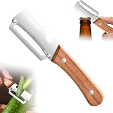 (-, 1pcs) Hladká škrabka Zero Flex – dřevěná rukojeť, nerezová na brambor jablko dýni
