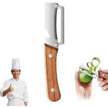 (1Pcs, -) Zero Snag Wooden Peeler – Stainless Steel Blade, with Bottle Opener