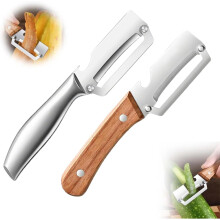 (Wood+Sliver, -) Stainless Steel Peeler with Bottle Opener – Gift for Mom