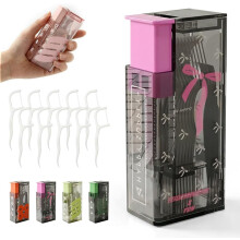 (Dark Pink, -) 60 Pz dispenser filo interdentale pop-up – Porta filo interdentale ricaricabile per casa e ristorante