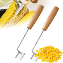 (Wood+Wood, -) 2 pachet curățător porumb – unealtă decojitor știulete porumb inox, accesoriu bucătărie