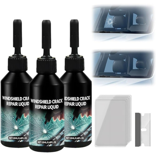 (3 Pack, -) Schnell Fix Windschutzscheibe Reparatur Kit – für Risse und Chips