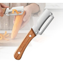(Silver/Burlywood, -) Pelapatate multi-funzione 2 in 1 – Palmare per mela, patata, carota, affettatrice