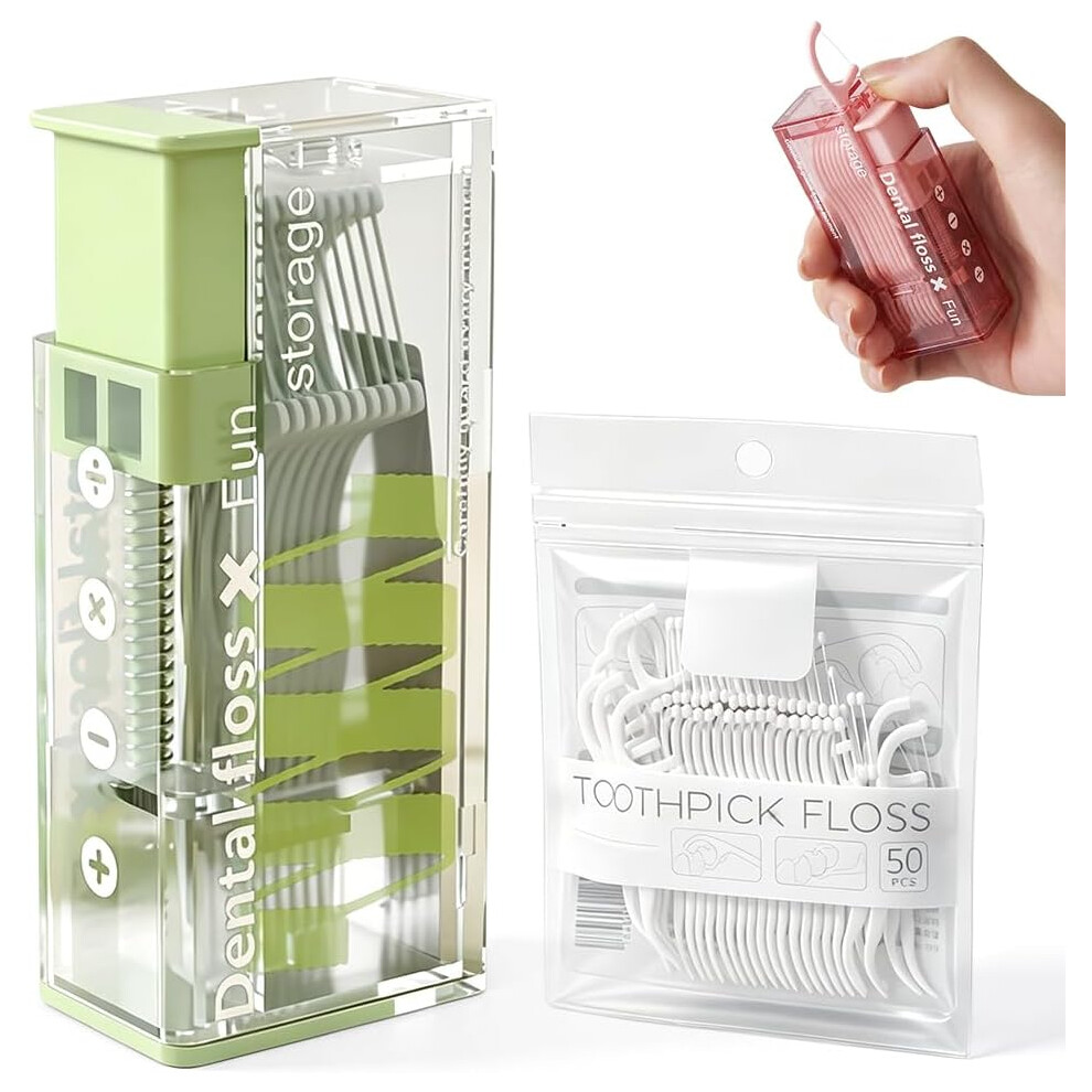 Oimg Green (1Set -) Floss Dispenser With 50 Pcs Â Pop-Up Refillable For Home & Restaurant