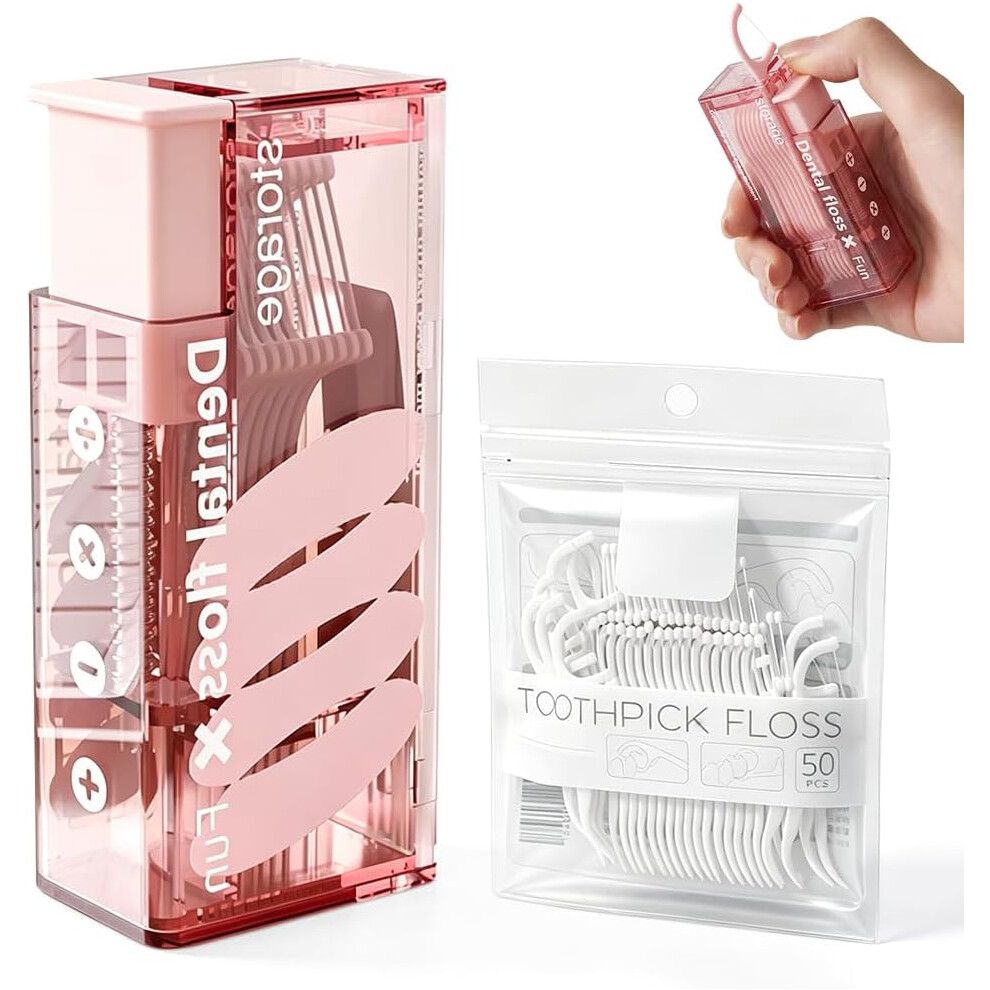 Oimg Pink (1Set -) Floss Dispenser With 50 Pcs Â Pop-Up Refillable For Home & Restaurant
