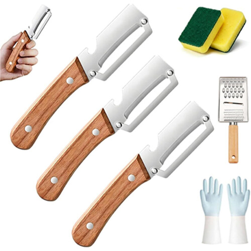 (3pcs, -) 3 pachet curățător lemn zero agățare – multi-funcțional fructe legume