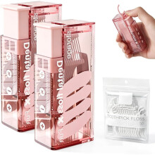 (2set Pink, -) Dispenser filo interdentale con 50 pz – Pop-up ricaricabile per casa e ristorante