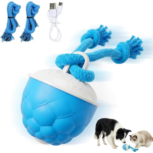 (Blue, -) Ηλεκτρικό κυλιόμενο διαδραστικό παιχνίδι σκύλου – με ανθεκτικό σχοινί