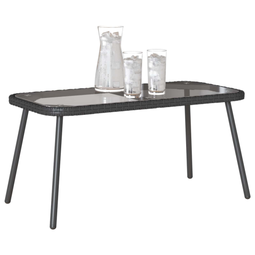 VidaXL vidaXL Coffee Table Black 90 x 45 x 43 cm Poly Rattan 1