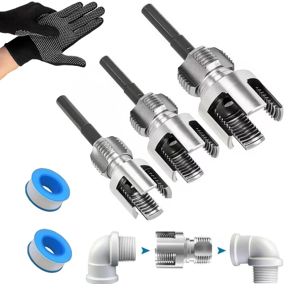(1/2"+3/4"+1", -) 4-In-1 Pipe Threader Â 1/2" 3/4" 1" Pvc Thread Cutting Tool For Electric Drills 5437707054657