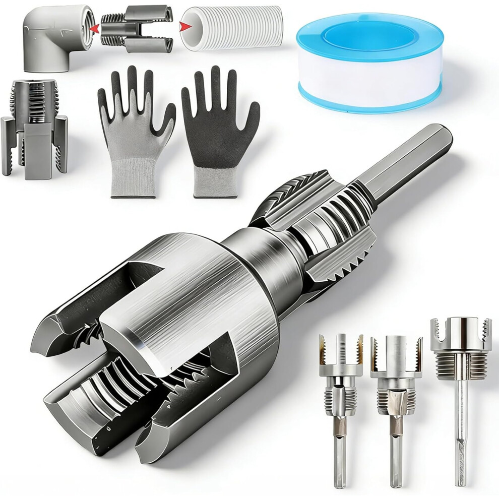 (1/2", -) Universal 4 In 1 Pipe Threader Set Â 1/2'' 3/4'' 1'' For Electric Drill 5437707055258