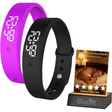 (Black+purple, -) Bracciale sveglia vibrante per dormiglioni pesanti – Orologio indossabile silenzioso con shock