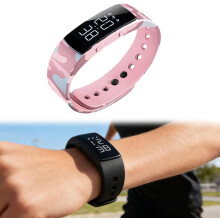 (Camouflage Pink, -) Orologio promemoria vibrante silenzioso – Contapassi, cronometro, 2 sveglie per dormiglioni profondi