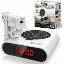 (White, -) Sveglia bersaglio e pistola interattiva – Timer sparo digitale per bambini e adulti, regalo camera da letto