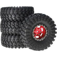 (Red, -) 1.3" aluminium beadlock hjul & leddäck – 6626 mm för TRX4M SCX24 AX24, 4 st