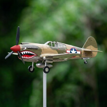 (1pcs, -) Giroscopio jardín avión guerra boca tiburón 3D metal veleta césped patio
