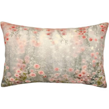 (Pink Flower Floral Pattern, 24" x 16" (Pack of 1)) Vårblomma målning ländryggskuddfodral – 14x20 tum rektangulärt fodral med dold dragkedja