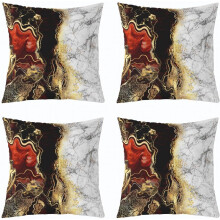 (Gold Black Red, 16" x 16" (Pack of 4)) 4x turkos marmor prydnadskuddfodral 18x18 – Abstrakt guld svart teal, bronzerande paljetter