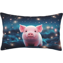 (Pig Starry Sky Pattern, 24" x 16" (Pack of 1)) Vårblomma målning ländryggskuddfodral – 14x20 tum rektangulärt fodral med dold dragkedja