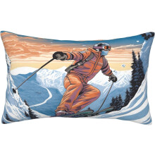 (Snow Mountain Skiing Pattern, 30" x 20" (Pack of 1)) Vårblomma målning ländryggskuddfodral – 14x20 tum rektangulärt fodral med dold dragkedja