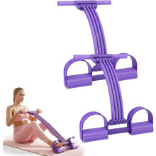 (Purple*2, -) Dispositivo resistencia pedal 8 tubos suave duradero abdomen cintura brazo pierna core