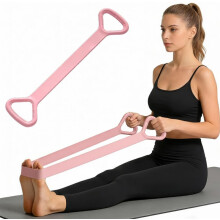 (Pink, -) Silicone Figure 8 Resistance Band – 20 lb Tension Rope with Handles for Yoga & Pilates