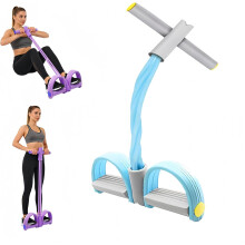 (Gray-blue, -) Bande Cheville Pédalier 4 Tubes – Corde Tension Yoga Élastique, Équipement Fitness Latex Naturel