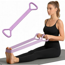 (Purple, -) Bande Résistance Silicone Figure 8 – Corde Tension 9 kg avec Poignées pour Yoga & Pilates