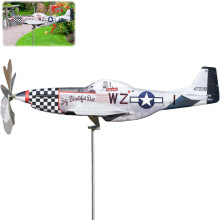 (White, -) Kinetic Metal Wind Spinner – Shark Mouth Warplane Weather Vane for Garden & Lawn