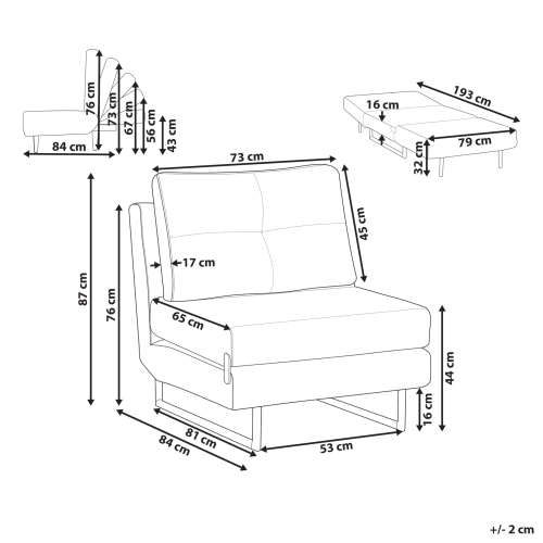Beliani Single Sofa Bed JERSLEV Fabric Black 2