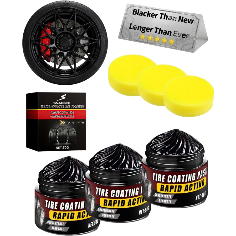 (-, 3Pcs) 4 Pack Tire Coating & Trim Restorer Â Car Polishing Balm With Sponge, Uv Protection 5437706991755