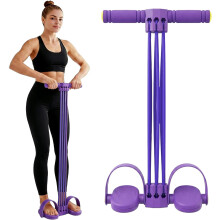 (Purple, -) 6-Tube Natural Rubber Pedal Resistance Band – Stretching Workout for Abdomen, Waist, Legs