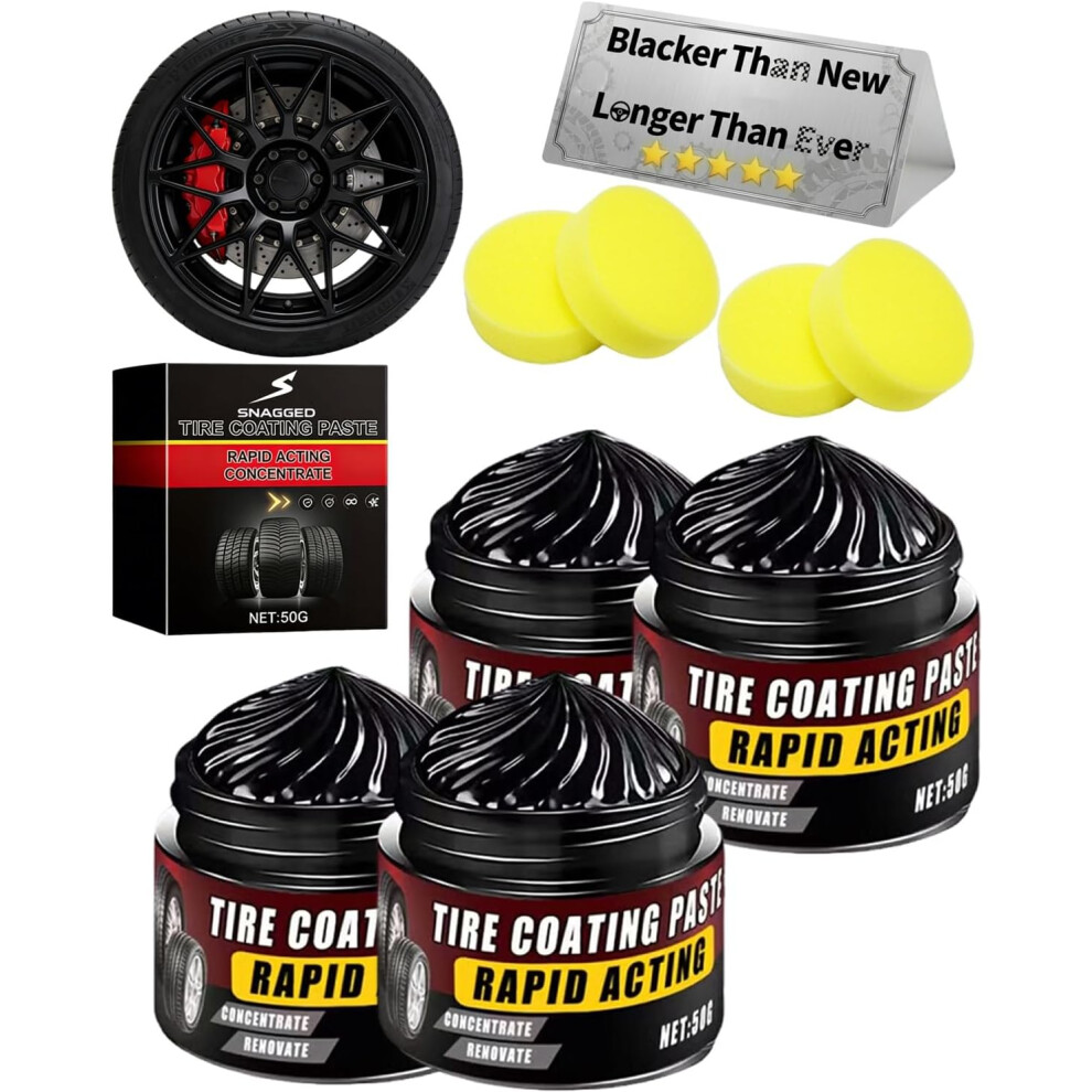 (-, 4Pcs) 4 Pack Tire Coating & Trim Restorer Â Car Polishing Balm With Sponge, Uv Protection 5437706991779