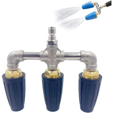 (Dark Blue, Triple Head) 3-in-1 turbo suutin painepesuri – 360 pyörivä, 4000 PSI, 1/4" pikaliitin