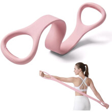 (Pink, -) Banda resistencia figura 8 hombre mujer 9 kg silicona polea gimnasio portátil hogar