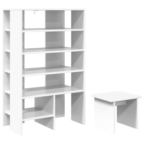 VidaXL vidaXL Shoe Cabinet with Shelf 2 pcs White Engineered Wood 1