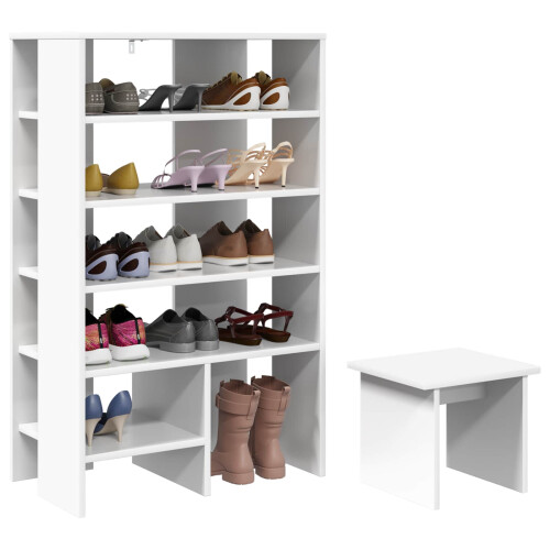 VidaXL vidaXL Shoe Cabinet with Shelf 2 pcs White Engineered Wood 2