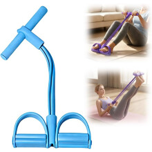 (Blue, -) Banda elástica yoga crunch polea pedal resistencia asas ejercicio hogar piernas core